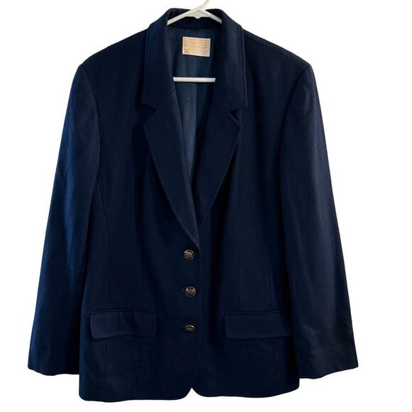 Vintage Pendleton Women’s Pure Virgin Wool Lined Blazer Size 16 Blue USA Made - Picture 1 of 10
